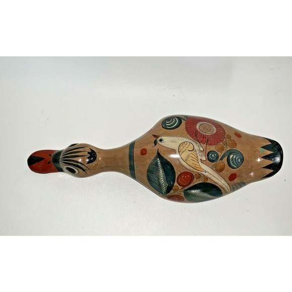 Vintage Large Mexican Folk Art Pottery Tonala Duck Goose Bird 12.5" Long - Picture 3 of 12
